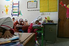 Primary school students in their classroom. Gonbad-e Kavus, Iran, Thursday, April 20, 2006.