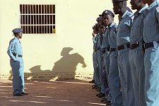 Lining up at 6.30 in the morning. The police station El Imam Malik in the Omdurman, the suburb of the capital. Khartoum, Sudan. Monday, Dec. 22, 2003.
