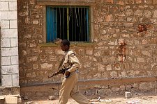 The police-station in Los Anod at the spot of a yesterday fighting. Los Anod, SomaliLand, Tuesday, October 16, 2007. The military constantly camp near Los Anod in the province of  SomaliLand, bordering on PuntLand. Fighting is resumed at this territory from time to time.