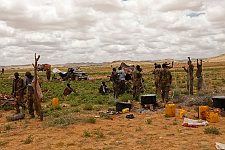 The temporary base of the Somaliland Army. Los Anod, SomaliLand, Tuesday, October 16, 2007. The military constantly camp near Los Anod in the province of  SomaliLand, bordering on PuntLand. Fighting is resumed at this territory from time to time.
